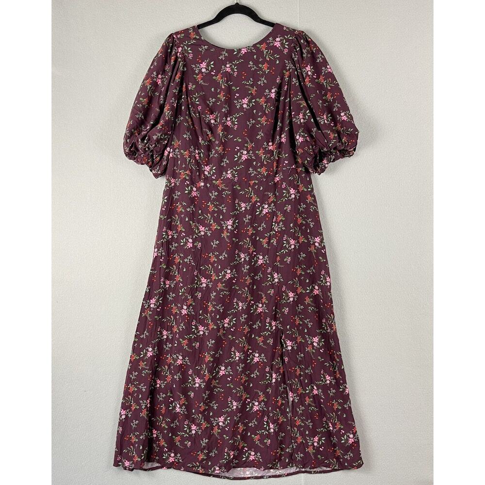 Old Navy Floral Maxi Dress Womens XXL 2XL Puff Sleeve Smocked Ditsy Romantic NEW